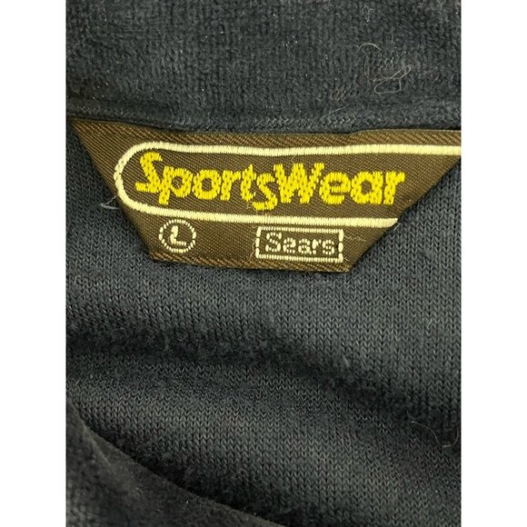 Vintage Sears Sportswear Men's L Blue Velour Pullover Top Collar Button - Picture 6 of 6
